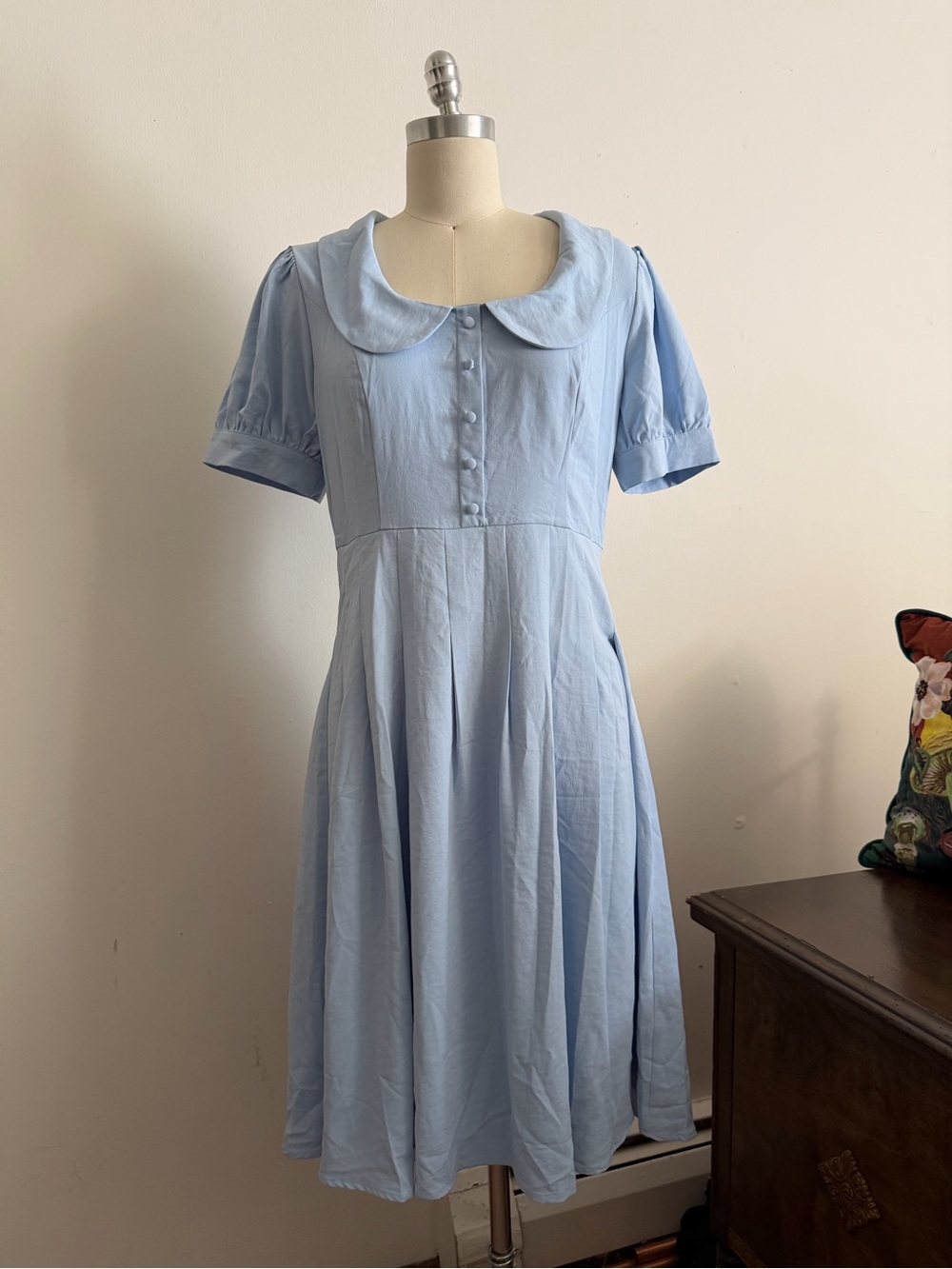 RIHOAS Sky Blue Peter Pan Collar Midi Dress